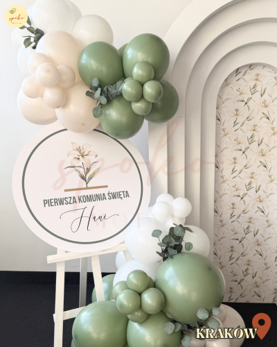 Sztaluga z balonami, Komunia, LILIA I OLIWKA (odbiór osobisty, dostawa, Kraków)