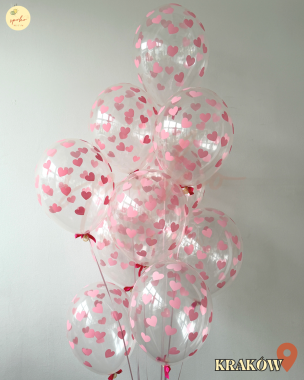 Balony z helem pod sufit, Walentynki, PARIS LOVE, 12szt.(odbiór osobisty, dostawa, Kraków)