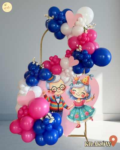 Balonowa girlanda na stelażu, DZIEŃ BABCI I DZIADKA (montaż, Kraków)