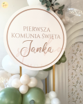 Tabliczka personalizowana, koło, 60cm, Pierwsza Komunia Święta