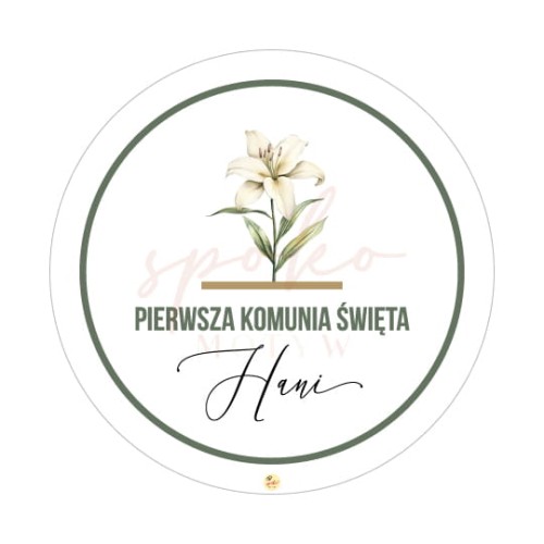 Tabliczka personalizowana, koło, 60cm, Pierwsza Komunia Święta, LILIA I OLIWKA