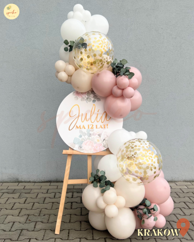 Sztaluga z balonami, Urodziny, SOFT PINK (odbiór osobisty, dostawa, Kraków)