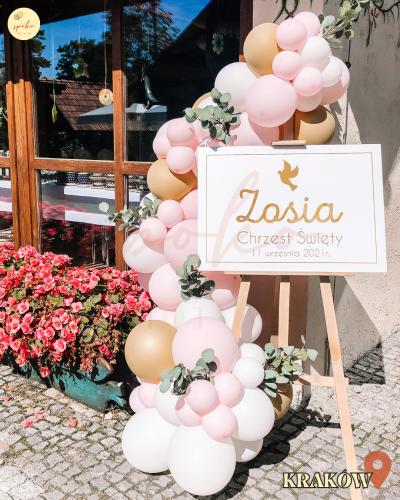 Sztaluga z balonami, Chrzest Święty, DZIEWCZYNKA (odbiór osobisty, dostawa, Kraków)