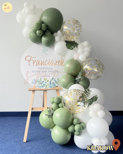 Sztaluga z balonami, Komunia, EUCALYPTUS (odbiór osobisty, dostawa, Kraków)