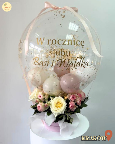 Balonowy box, Rocznica, SOFT PINK (odbiór osobisty, dostawa, Kraków)