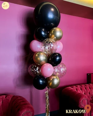 Balonowy bukiet z helem, Premiera, MIDNIGHT ROSE (odbiór osobisty, dostawa, Kraków)