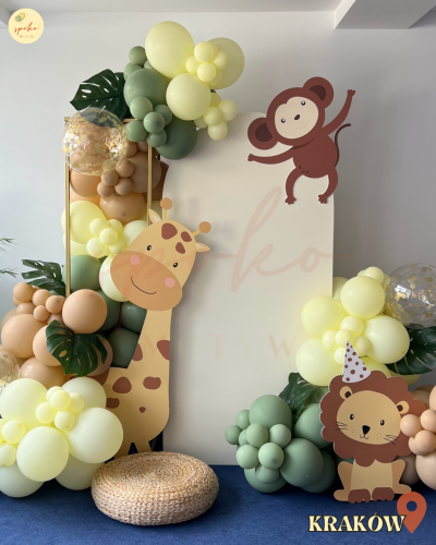 Balonowa ścianka do zdjęć, Urodziny, SAFARI (montaż, Kraków)