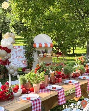 Dekoracja stołu dla 10 osób, LA DOLCE VITA (odbiór, dostawa, montaż Kraków)