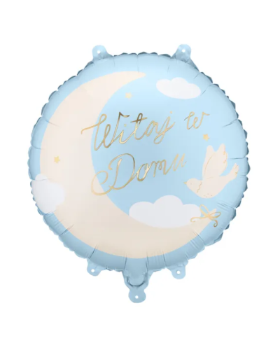 Balon foliowy z napisem Witaj w Domu, okrągły, j.niebieski