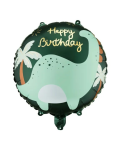 Balon foliowy z napisem "Happy Birthday", okrągły | DINOZAURY