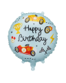 Balon foliowy z napisem "Happy Birthday", okrągły | AUTKA
