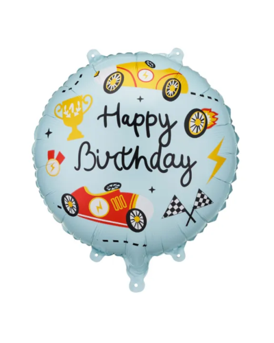 Balon foliowy z napisem "Happy Birthday", okrągły | AUTKA