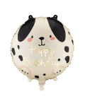 Balon foliowy z napisem "Happy Birthday", okrągły | PIESKI