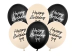 Balony lateksowe 30cm, Kokardka Happy Birthday 6szt.