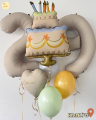 Balonowy bukiet z helem, Urodziny, TORT + CYFRY (odbiór osobisty, dostawa, Kraków)
