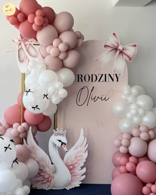 SPOKO MOTYW: Urodziny ŁABĘDŹ - zestaw dekoracji na ściankę