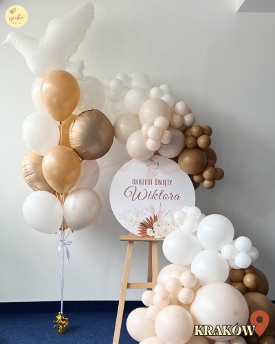 Sztaluga i balonowy bukiet, Komunia, BOHO (odbiór osobisty, dostawa, Kraków)