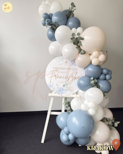 Sztaluga z balonami, Chrzest, SOFT BLUE (odbiór osobisty, dostawa, Kraków)