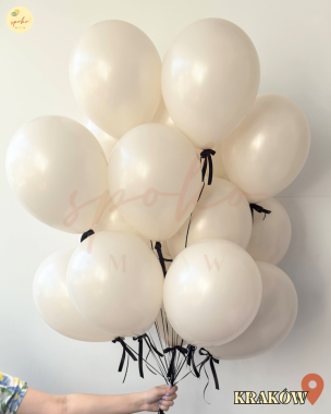 Balony z helem pod sufit, Osiemnastka, BEIGE & BLACK, 18szt. (odbiór osobisty, dostawa, Kraków)