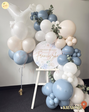 Sztaluga i balonowy bukiet, Chrzest, SOFT BLUE (odbiór osobisty, dostawa, Kraków)