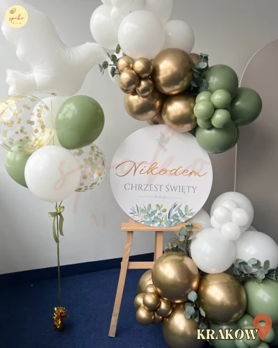 Sztaluga i balonowy bukiet, Chrzest, EUCALYPTUS (odbiór osobisty, dostawa, Kraków)