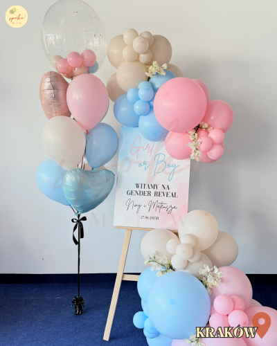 Sztaluga i balonowy bukiet, GENDER REVEAL (odbiór osobisty, dostawa, Kraków)