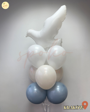 Balonowy bukiet z helem, Chrzest, SOFT BLUE (odbiór osobisty, dostawa, Kraków)