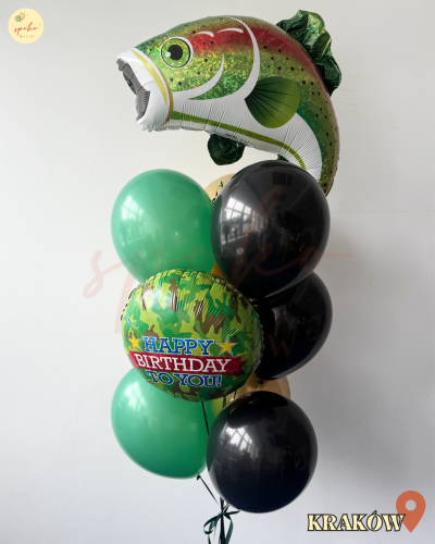 Balonowy bukiet z helem, Urodziny, WĘDKARZ (odbiór osobisty, dostawa, Kraków)