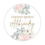 Tabliczka personalizowana, koło, 60cm, Chrzest Święty KWIATY DZIEWCZYNKA