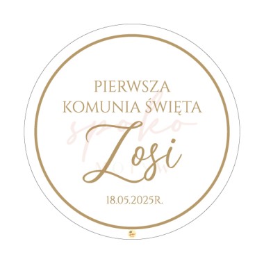 Tabliczka personalizowana, koło, 60cm, Pierwsza Komunia Święta