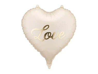 Balon foliowy Serce, Love, beżowy + HEL (odbiór osobisty, dostawa, Kraków)
