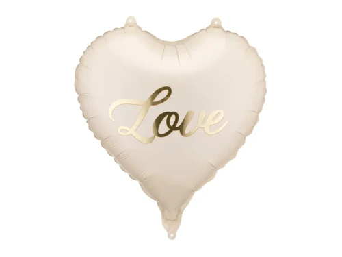 Balon foliowy Serce, Love, beżowy + HEL (odbiór osobisty, dostawa, Kraków)