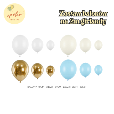 Zestaw balonów na 2m balonowej girlandy, KOMUNIA, NIEBIAŃSKA ŁĄKA