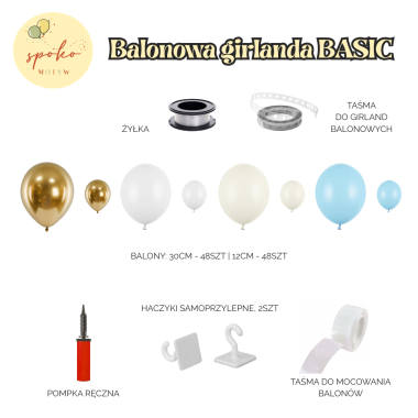 NIEBIAŃSKA ŁĄKA - balonowa girlanda BASIC (2m) | KOMUNIA | CHRZEST 