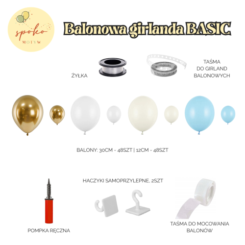 NIEBIAŃSKA ŁĄKA - balonowa girlanda BASIC (2m) | KOMUNIA | CHRZEST