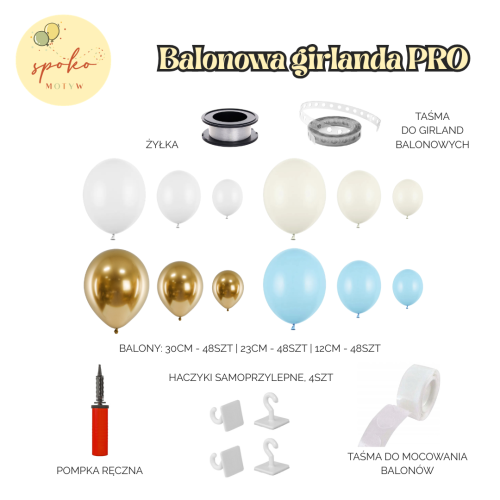 NIEBIAŃSKA ŁĄKA - balonowa girlanda PRO (4m) | KOMUNIA | CHRZEST