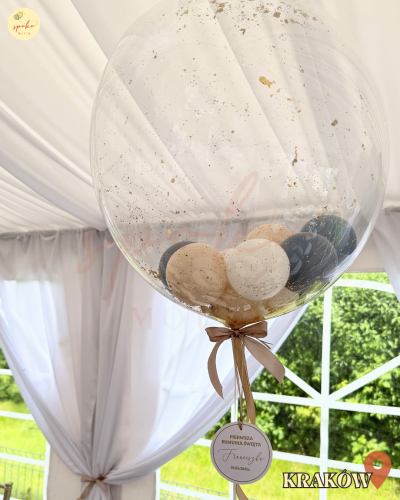 Balon Bubble z helem, Chrzest, SOFT BLUE (odbiór osobisty, dostawa, Kraków)