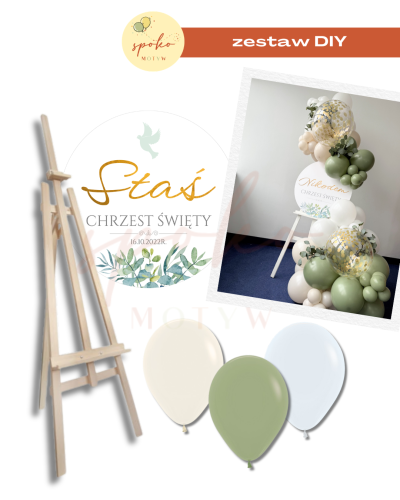 Zestaw dekoracji na sztalugę EUCALYPTUS, Chrzest, Komunia