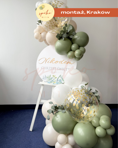 Sztaluga z balonami, Chrzest, EUCALYPTUS (odbiór osobisty, dostawa, Kraków)