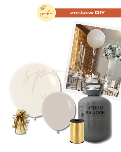 Zestaw balonów na hel, BEIGE, Chrzest, Komunia