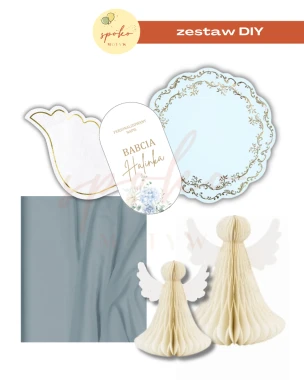 Zestaw dekoracji na stół na 12 osób, SOFT BLUE