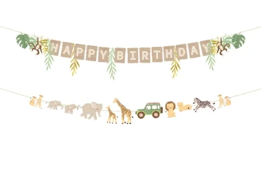 Girlanda baner "Happy Birthday" Safari