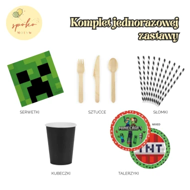 MINECRAFT - komplet jednorazowej zastawy na 6 osób