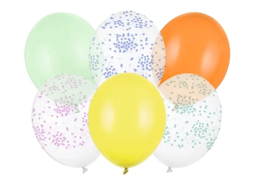 Balony lateksowe 30 cm, Konfetti, 6szt.