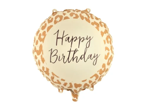 Balon foliowy Cętki Happy Birthday, okrągły + HEL (odbiór osobisty, dostawa, Kraków)