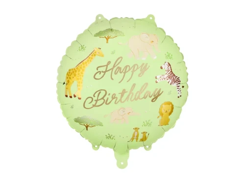 Balon foliowy Safari Happy Birthday, okrągły + HEL (odbiór osobisty, dostawa, Kraków)