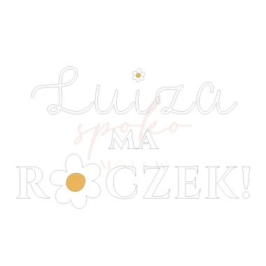 Naklejka na ściankę STOKROTKI, ROCZEK personalizowany napis, szerokość 75cm