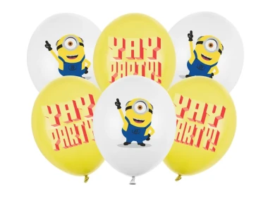 Balony lateksowe 30cm, Minionki 6szt. + HEL (odbiór osobisty, dostawa, Kraków)