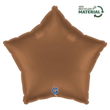 Balon foliowy Satin Chocolate, gwiazdka, brązowy + HEL (odbiór osobisty, dostawa, Kraków)