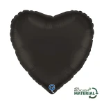 Balon foliowy Satin Fume Black, serce, czarny